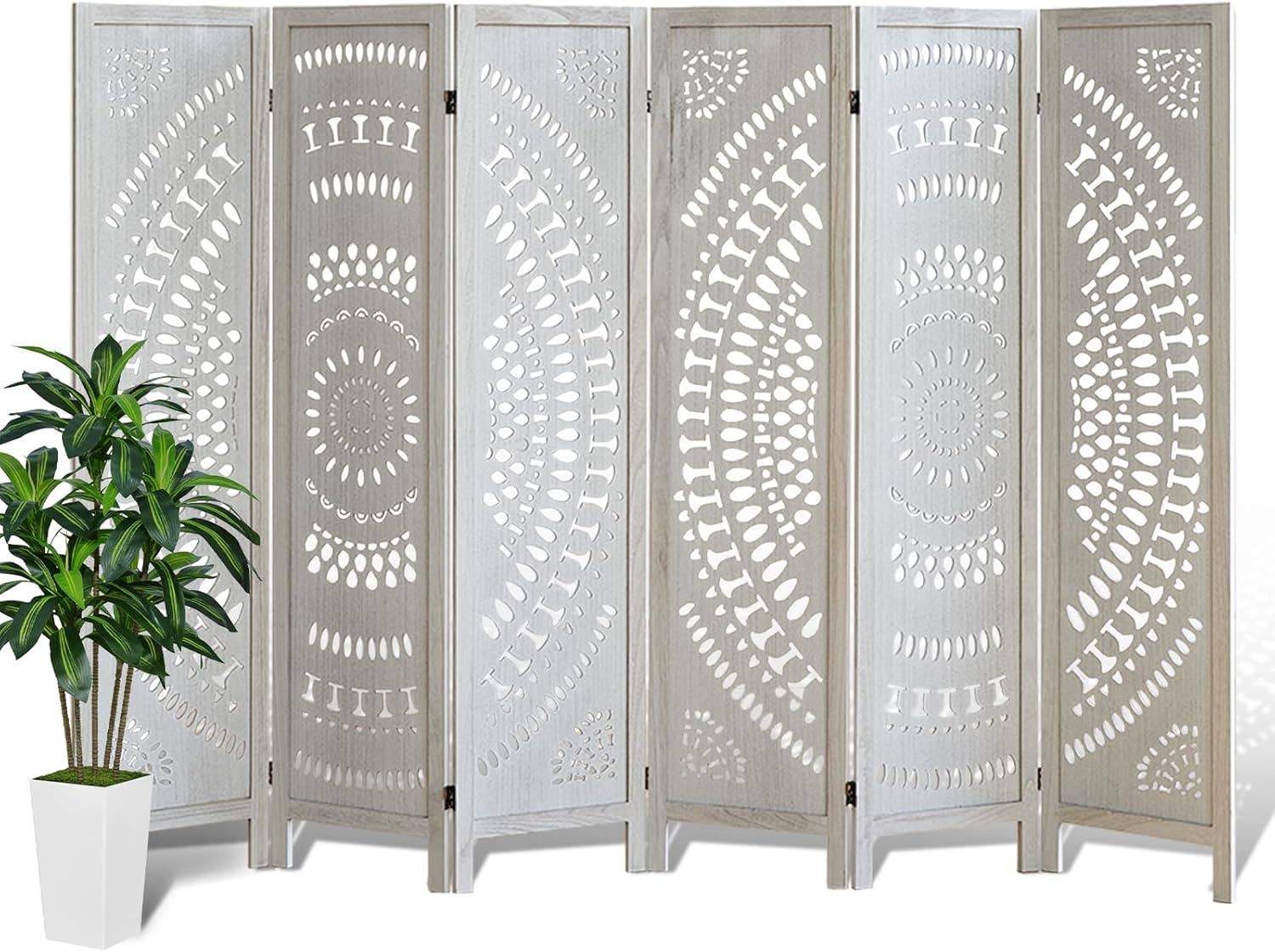 6 Panel 6ft Wood Room Divider Folding Partition Screen