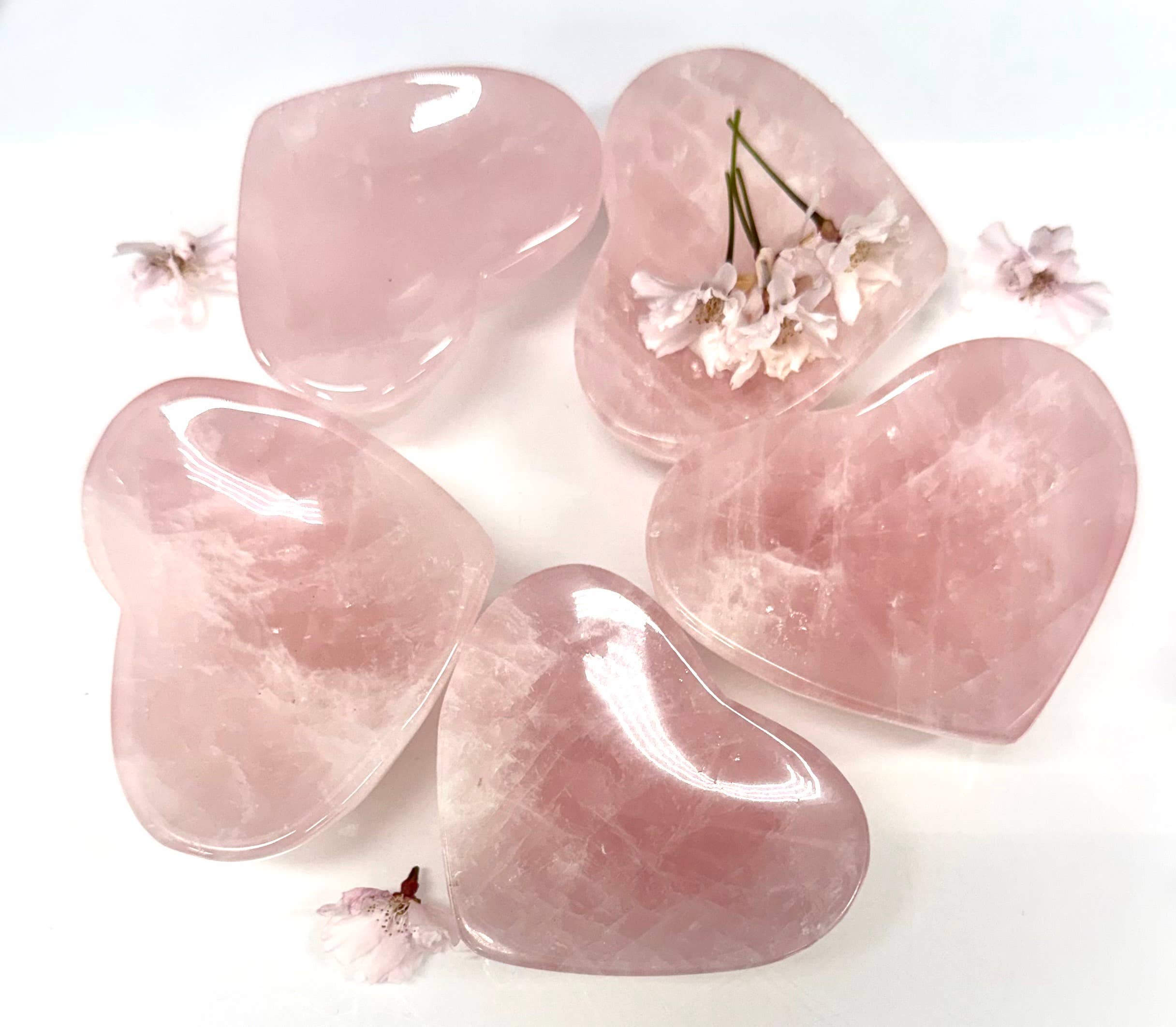 Natural Rose Quartz Heart Bowls