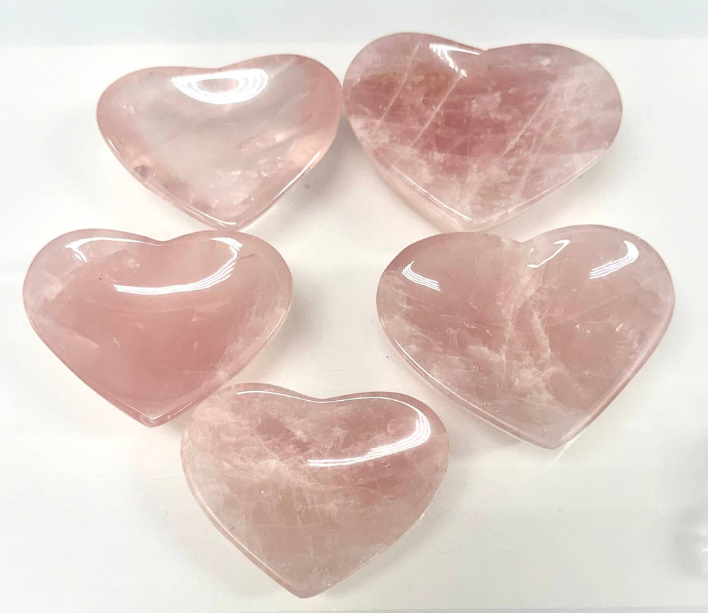 Natural Rose Quartz Heart Bowls
