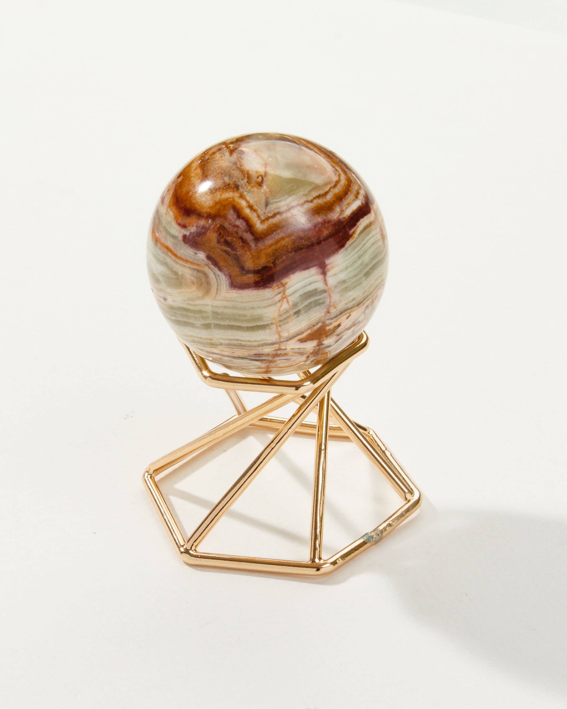 Banded Calcite Sphere Curio  with Stand