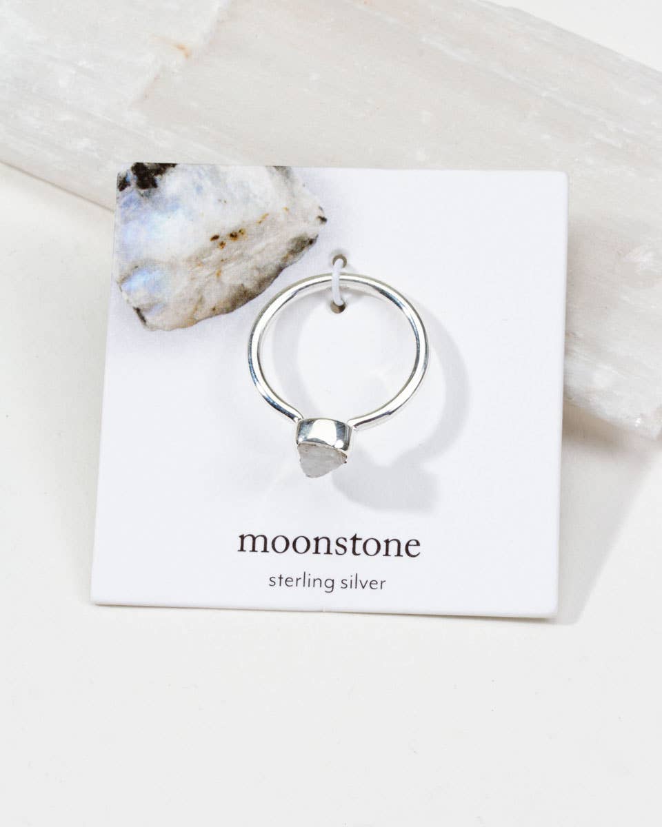 Sterling Silver Shine On Moonstone Ring- Size's 5-9