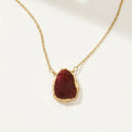 Earth, Wind and Fire Genuine Stone Necklace Gold - Garnet