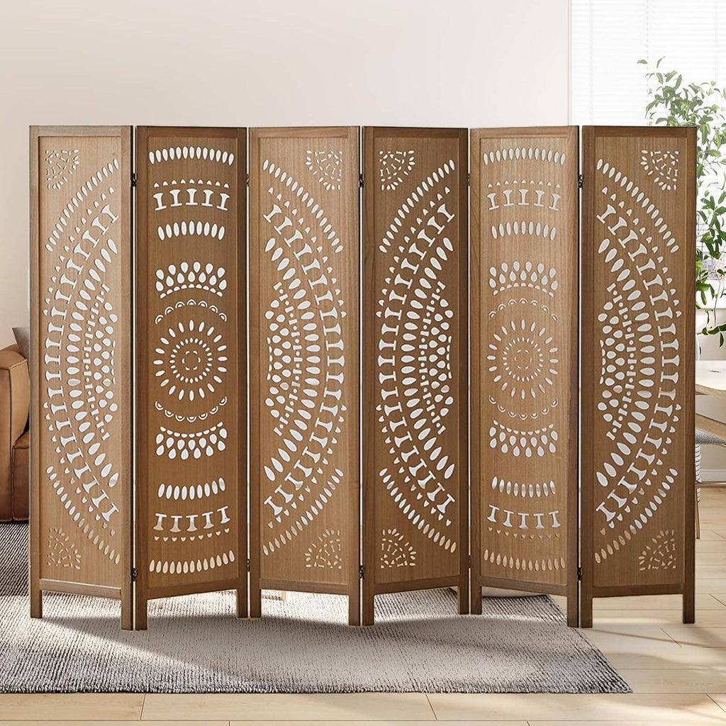6 Panel 6ft Wood Room Divider Folding Partition Screen