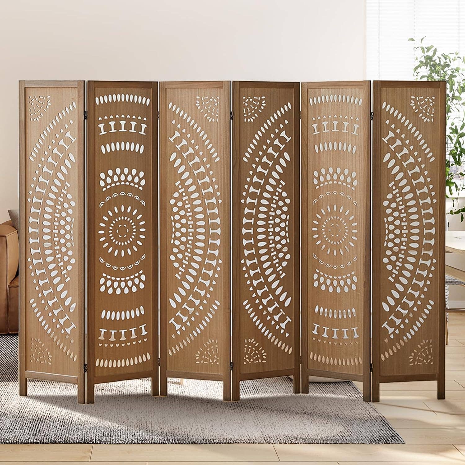 6 Panel 6ft Wood Room Divider Folding Partition Screen