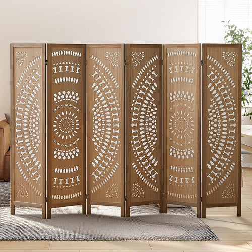 6 Panel 6ft Wood Room Divider Folding Partition Screen