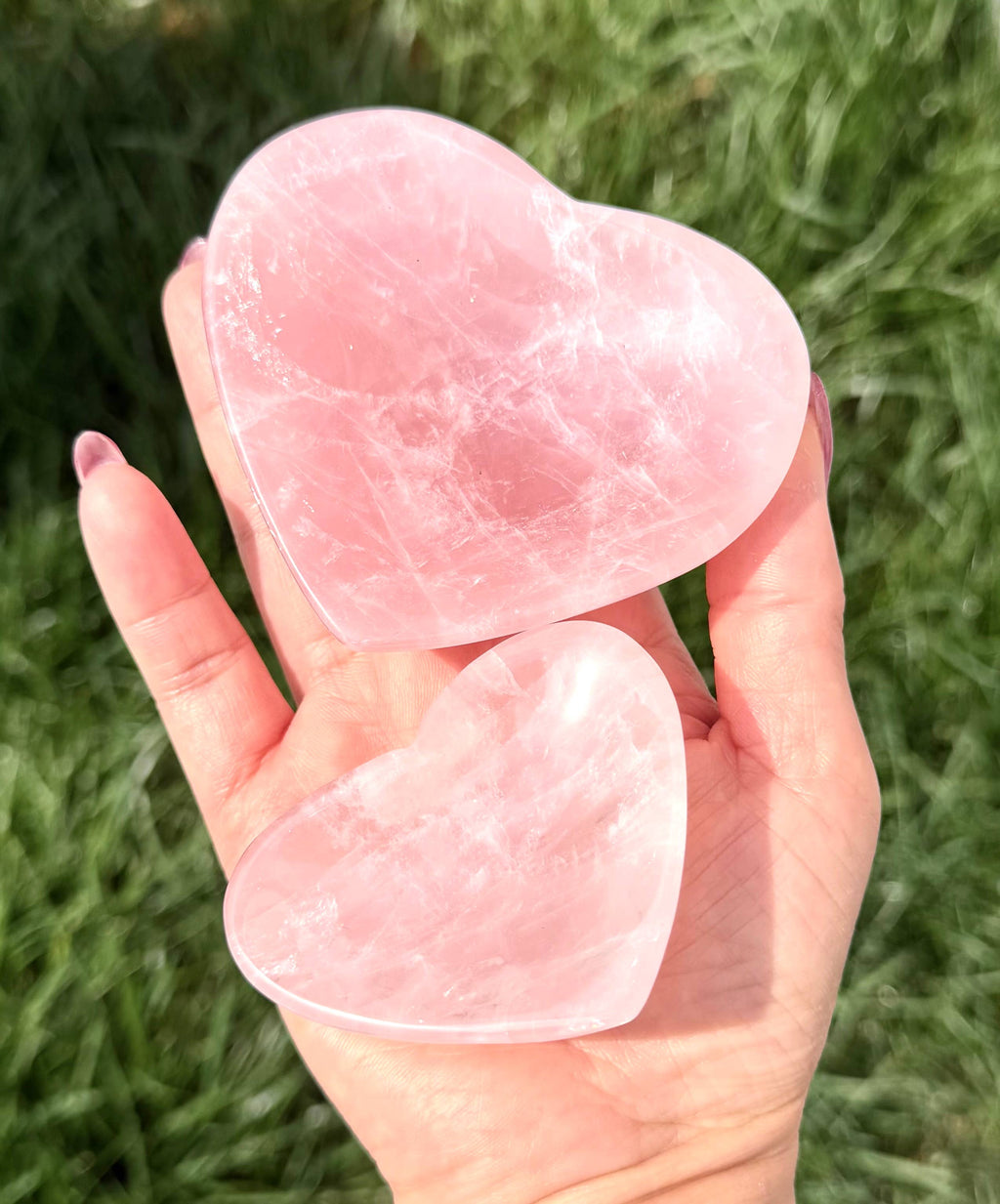 Natural Rose Quartz Heart Bowls