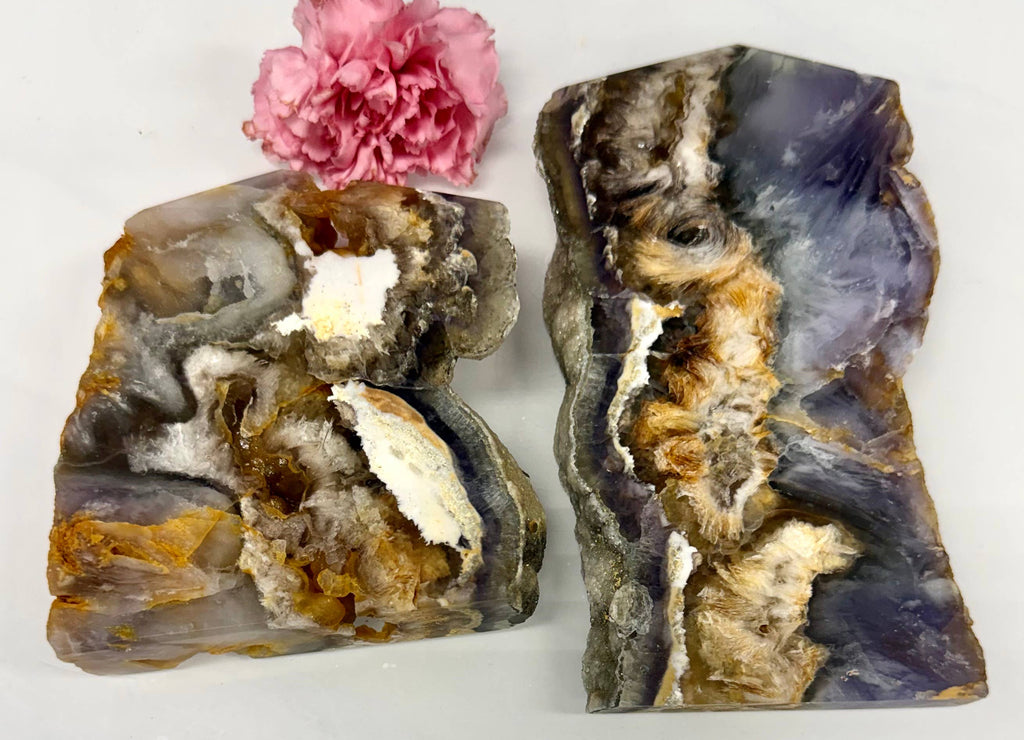 4 pcs Feather Fluorite Pyrite Slab Tower Natural Crystal 