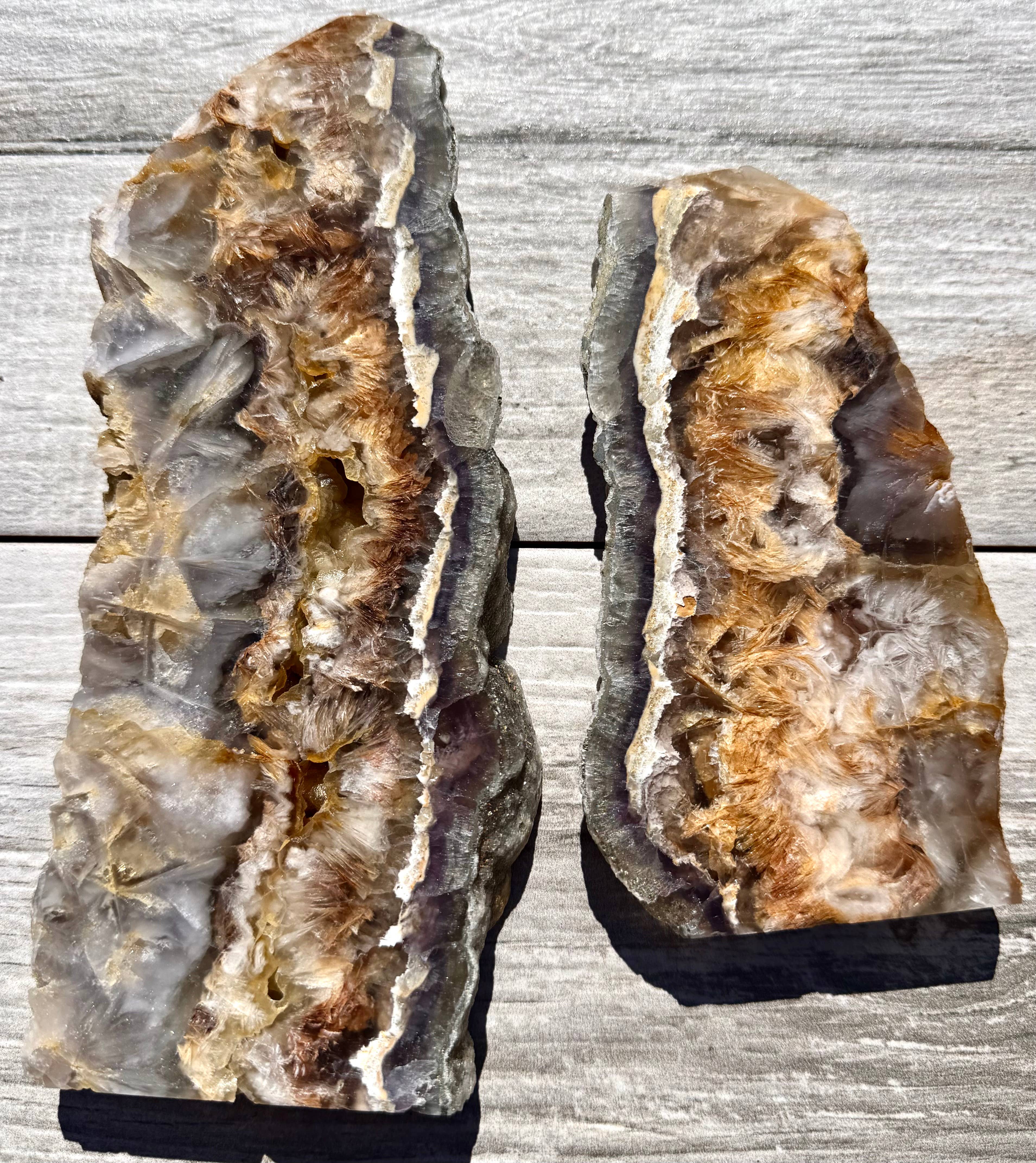 4 pcs Feather Fluorite Pyrite Slab Tower Natural Crystal 