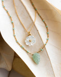 Blooming Layered Necklace Set- Green Aventurine
