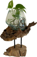 PRE-ORDER | Molten Glass On Wood Modern Decor Vase Planter Bowl - 13"