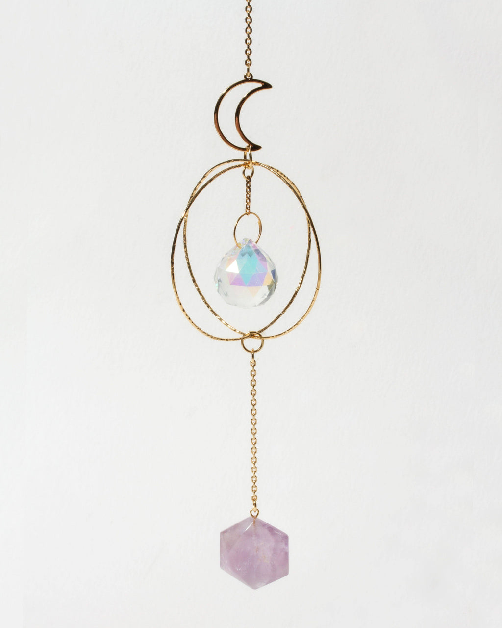 Golden Moon Amethyst Suncatcher Mobile