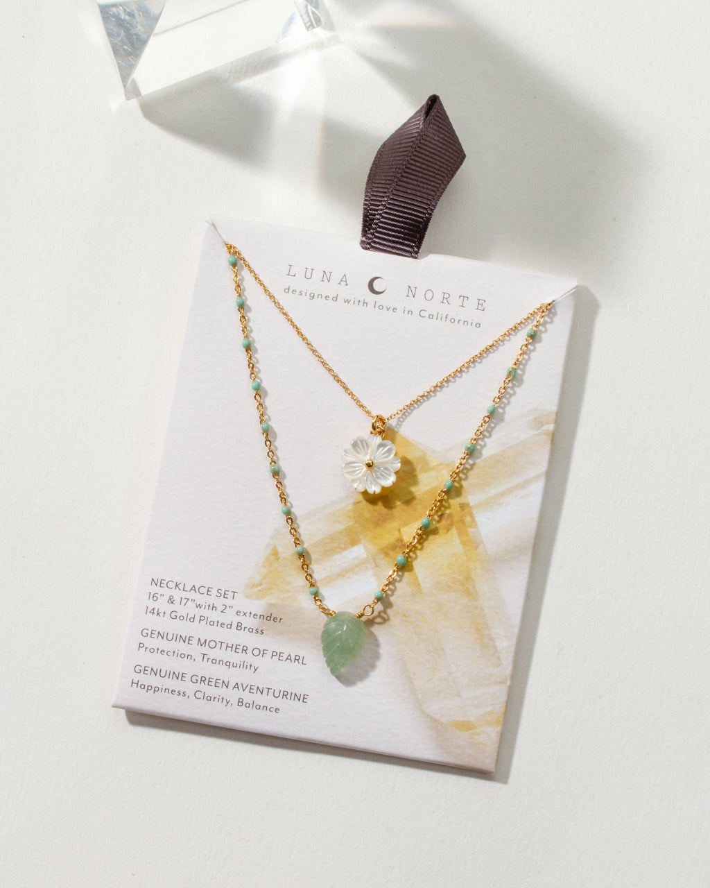 Blooming Layered Necklace Set- Green Aventurine