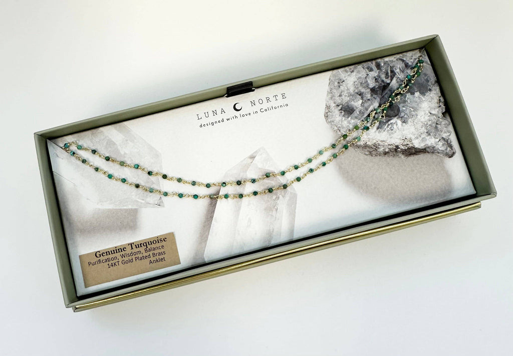 Draped In Gems Anklet - Turquoise