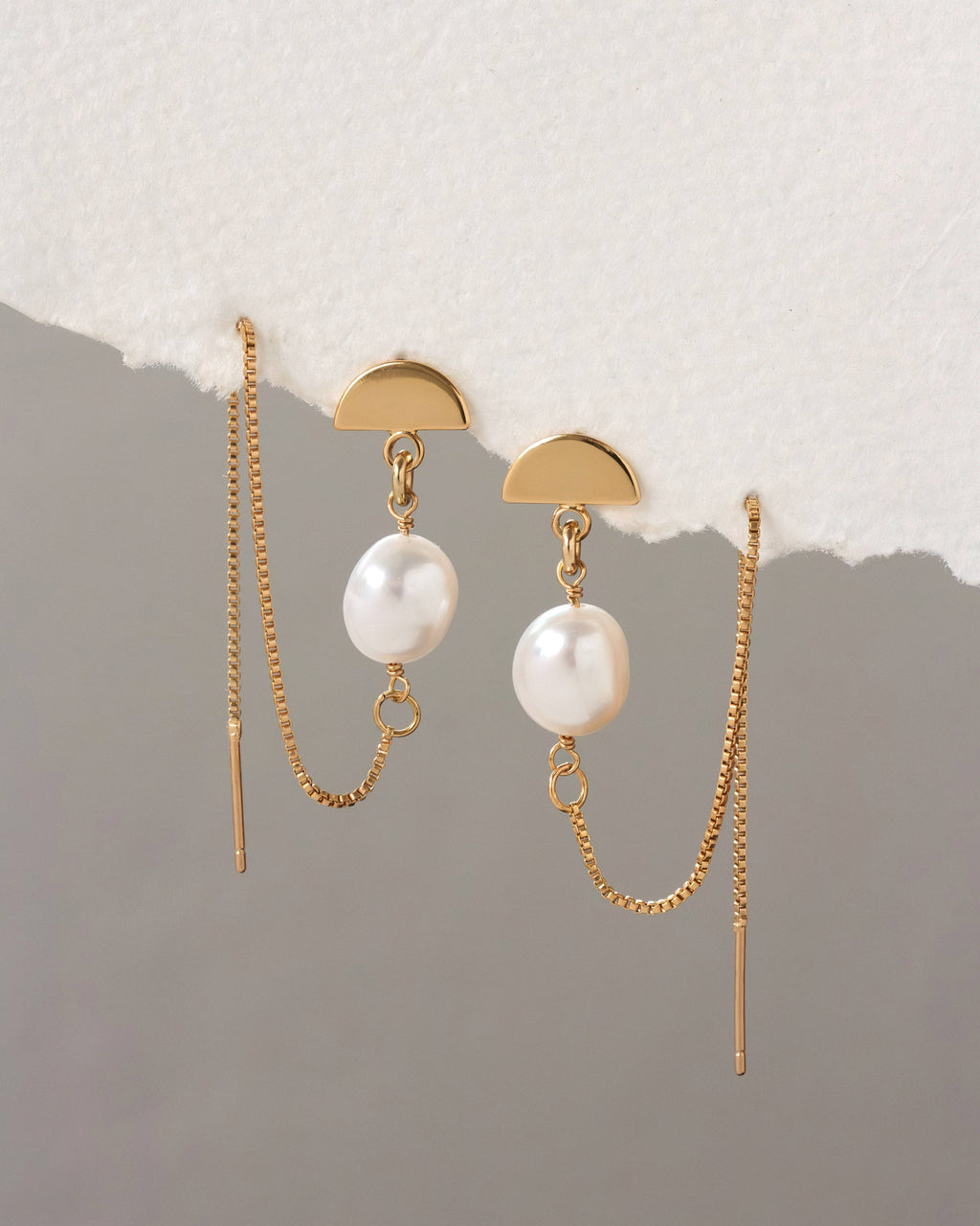 Arc Deco Pearl Threader Earrings