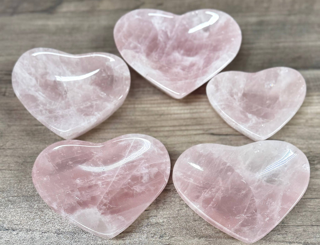 Natural Rose Quartz Heart Bowls