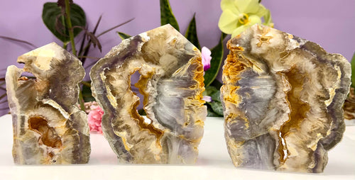 4 pcs Feather Fluorite Pyrite Slab Tower Natural Crystal 