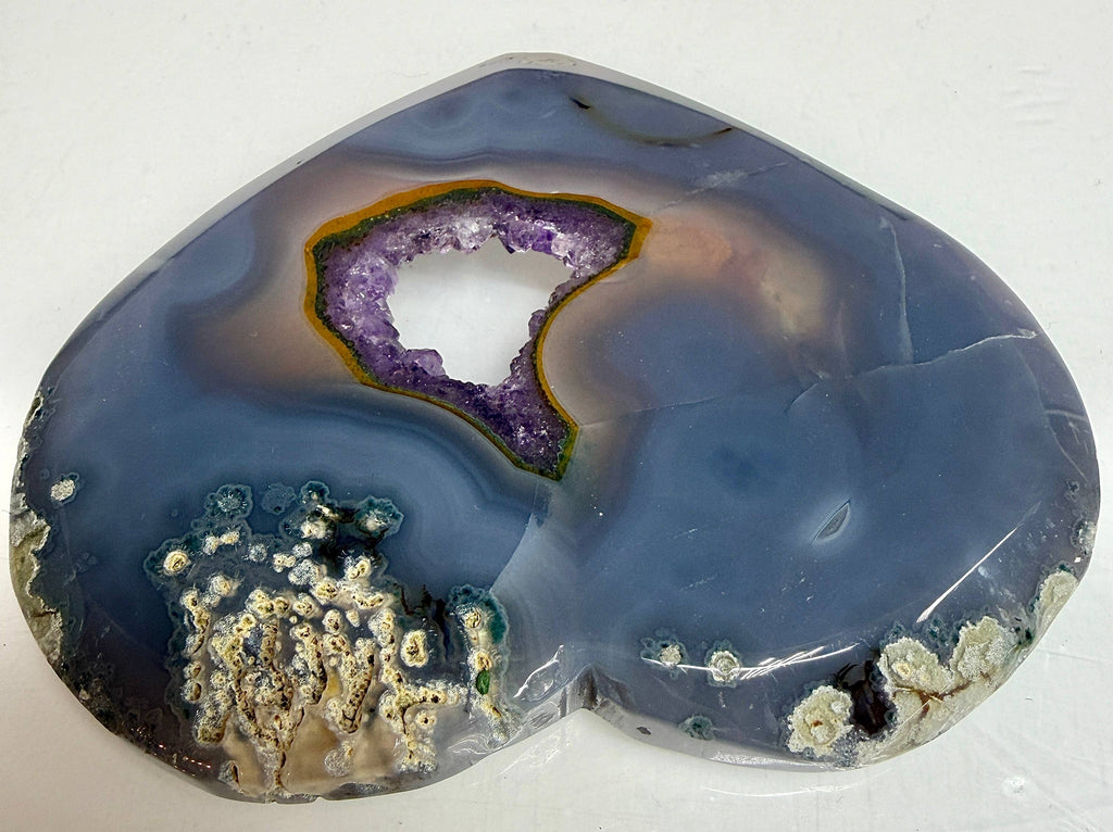 Natural Amethyst Agate Heart Crystal with Stand