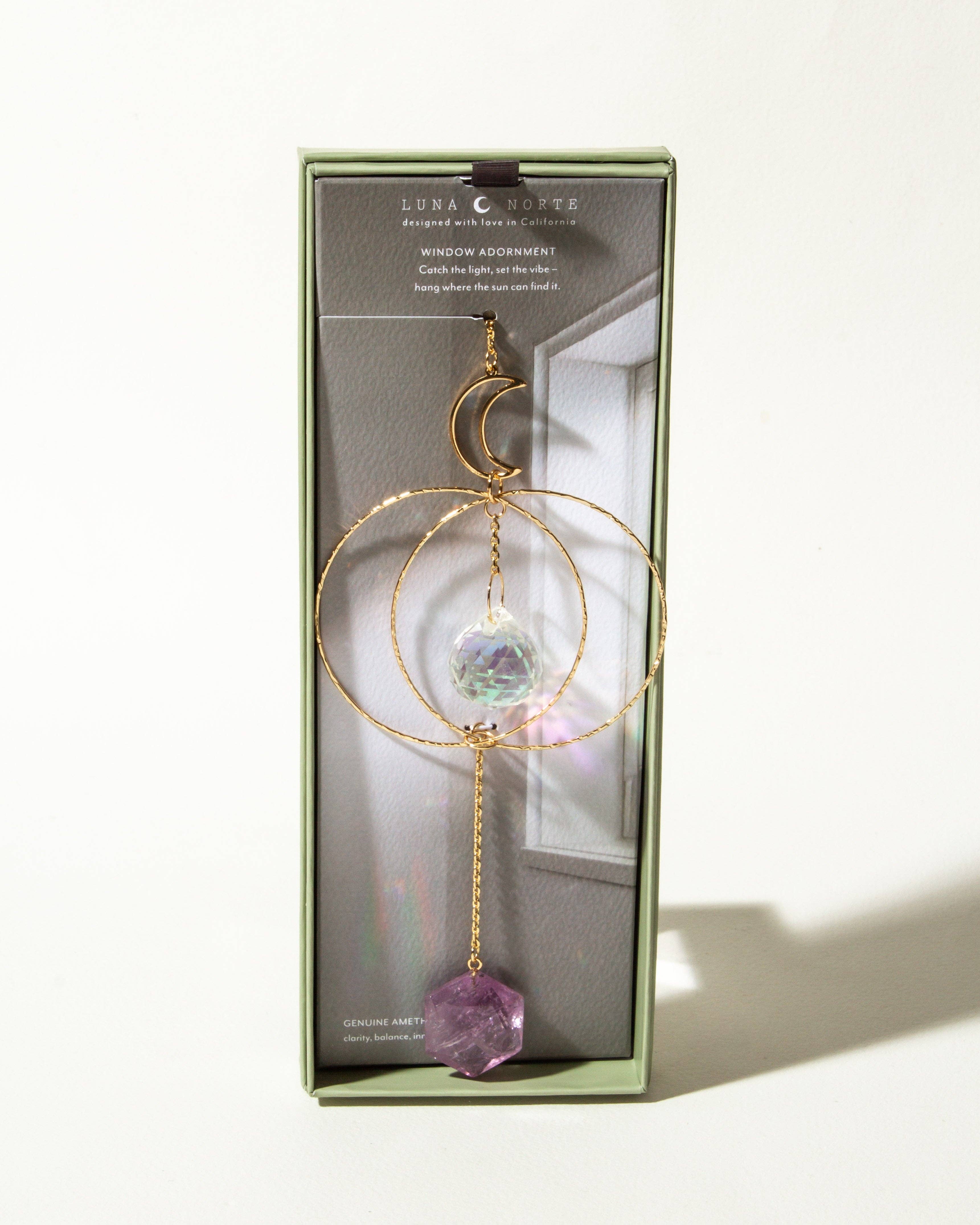 Golden Moon Amethyst Suncatcher Mobile