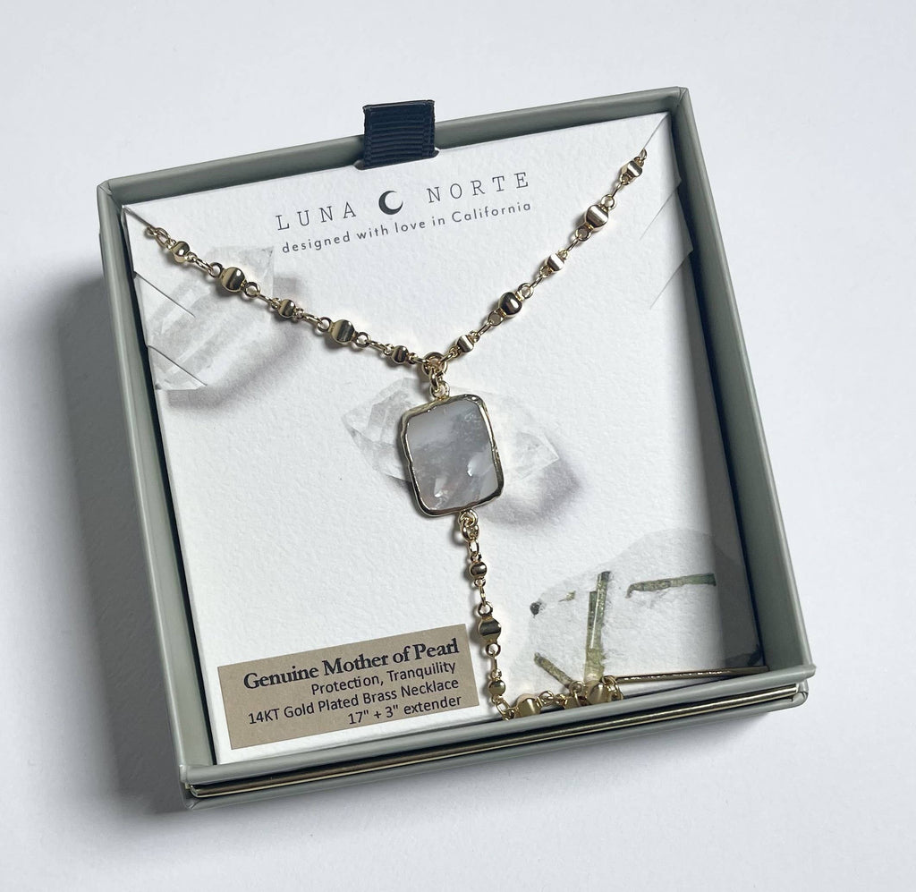 Eterno Amore Gemma Lariat Necklace - Mother of Pearl