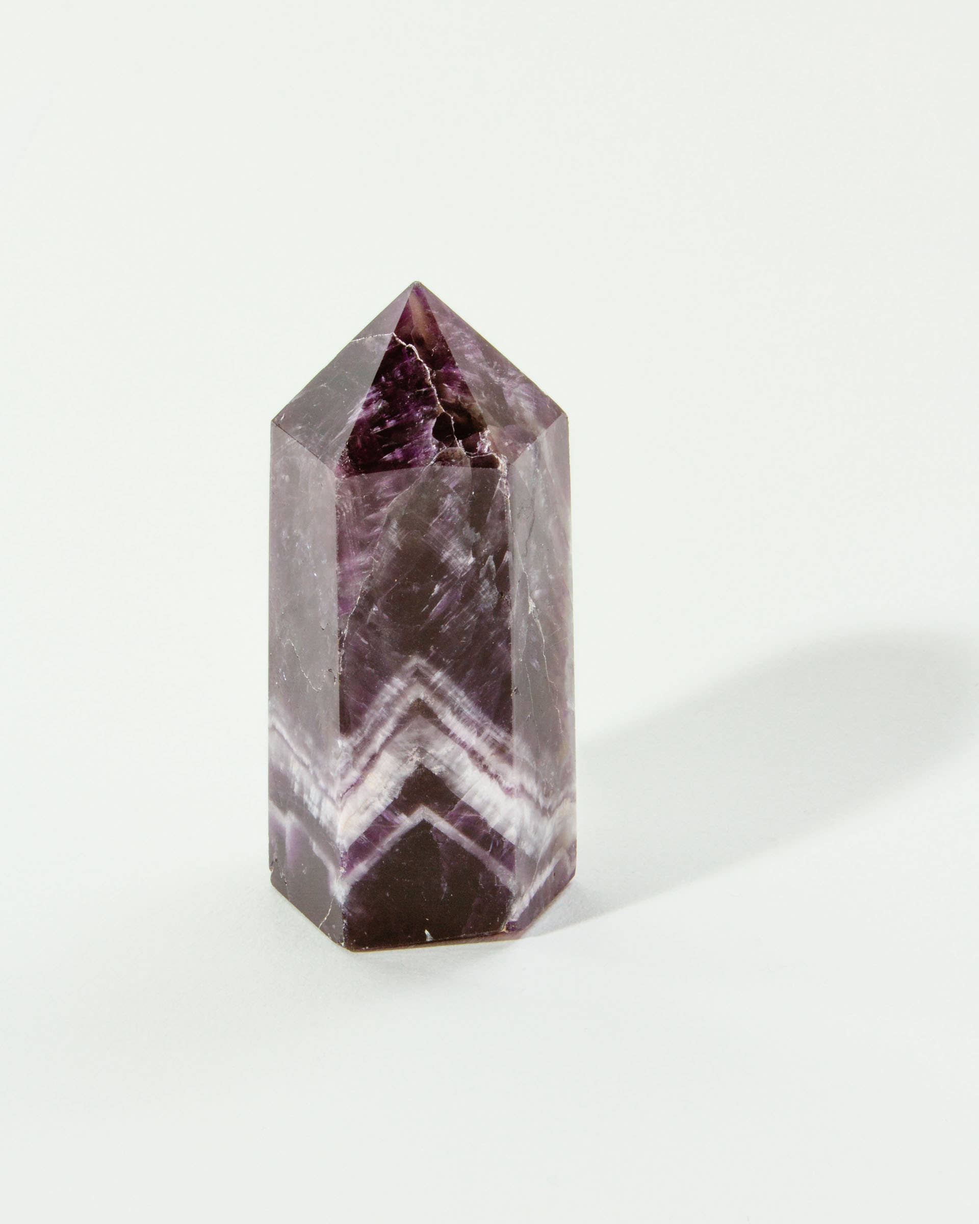 Chevron Amethyst Crystal Tower Curio