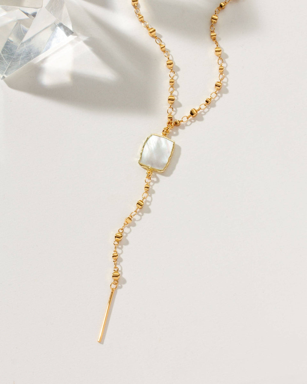 Eterno Amore Gemma Lariat Necklace - Mother of Pearl