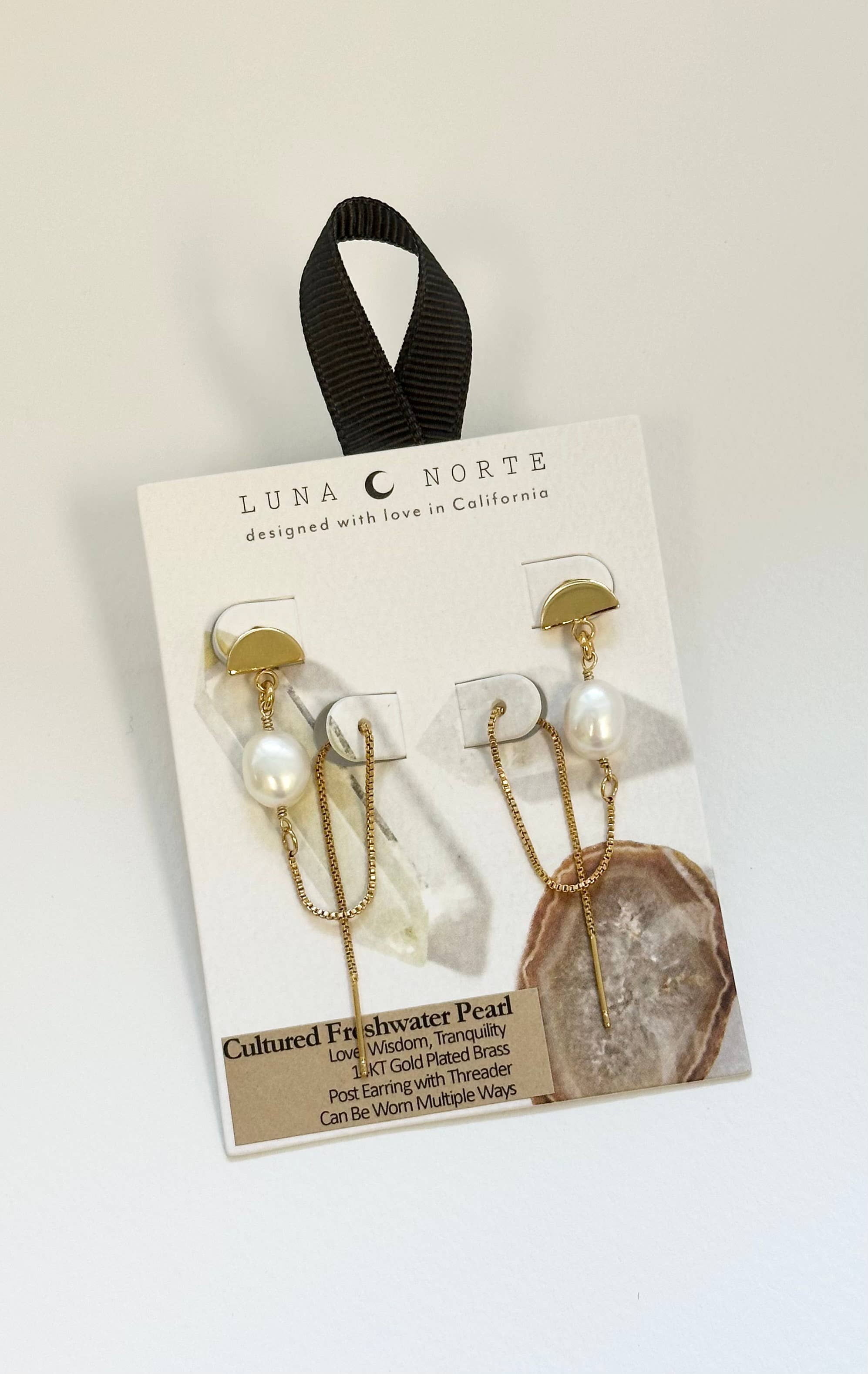 Arc Deco Pearl Threader Earrings