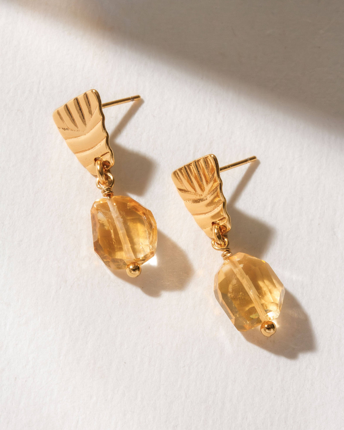 Way To Shine! Gemstone Doorknocker Earrings - Citrine