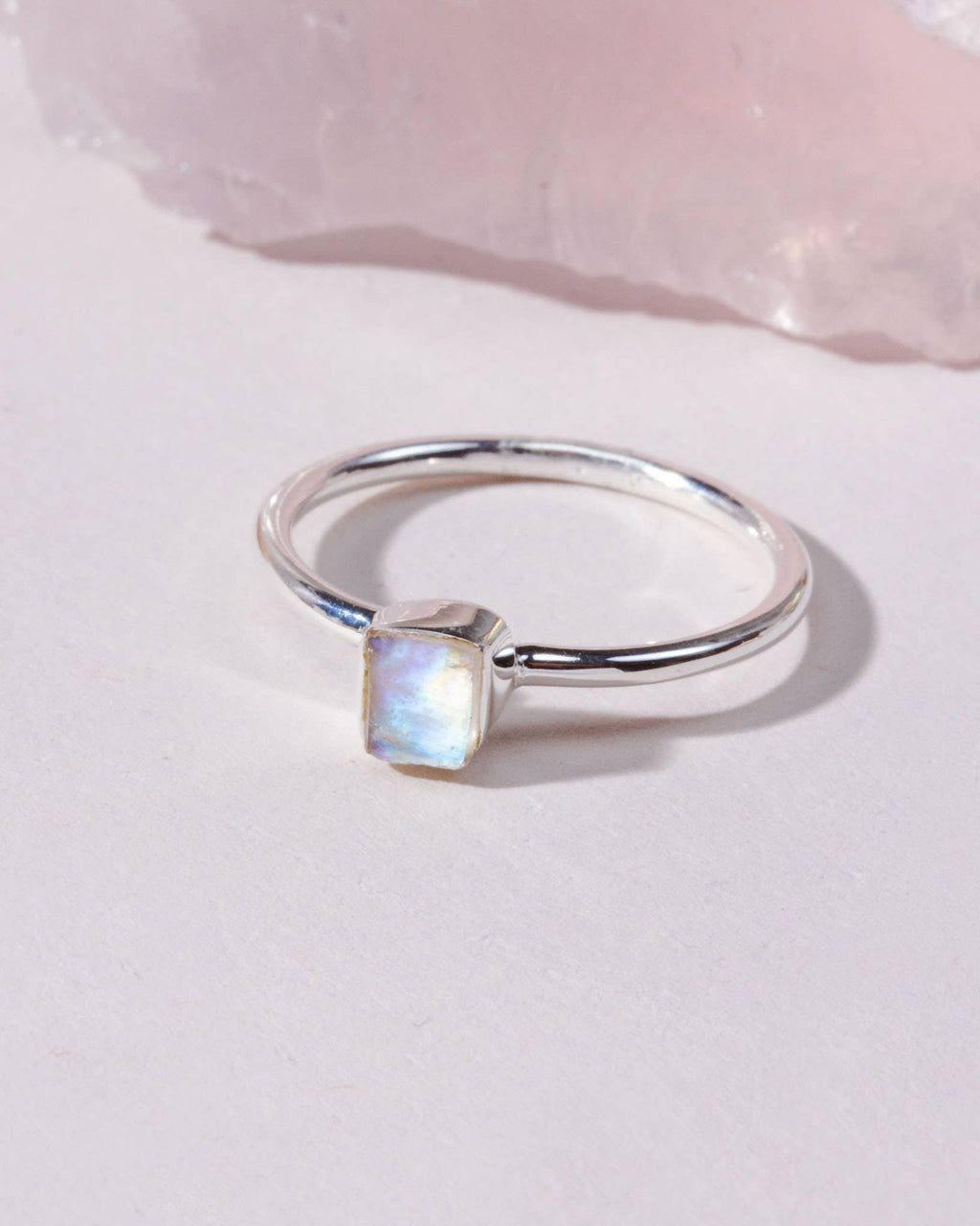 Sterling Silver Shine On Moonstone Ring- Size's 5-9