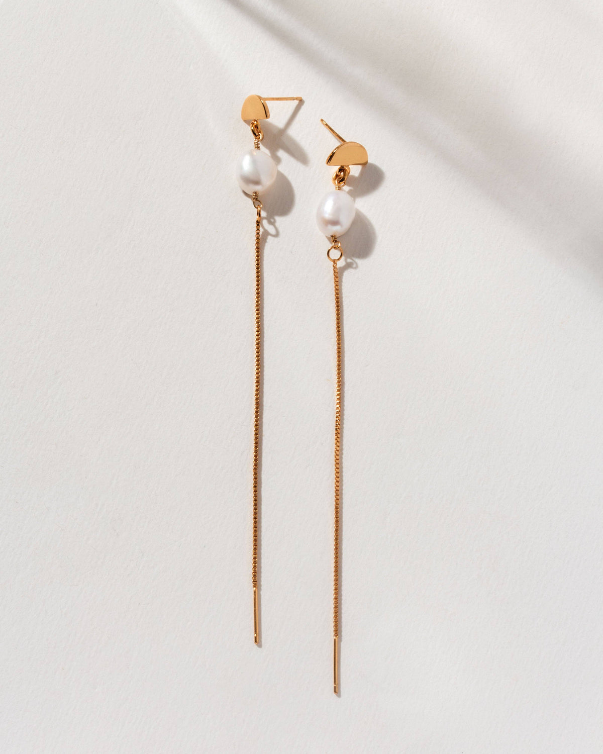 Arc Deco Pearl Threader Earrings