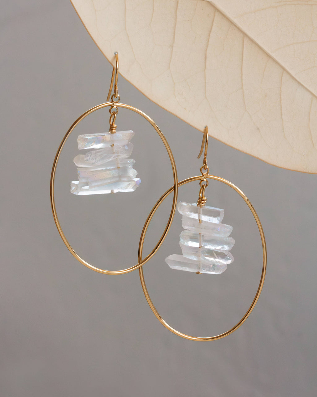 Quartz On Quartz Hoop Earrings - Clear Quartz
