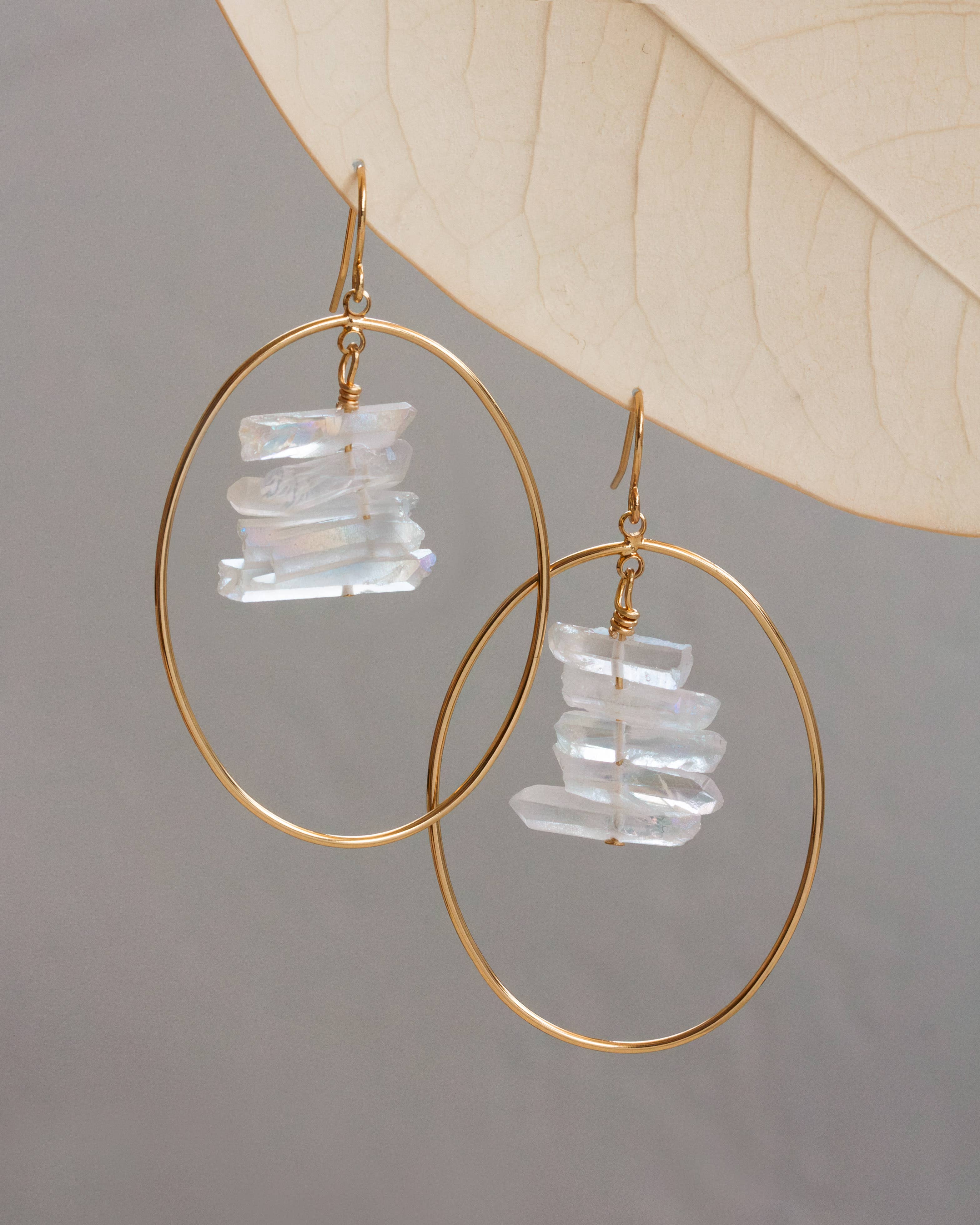 Quartz On Quartz Hoop Earrings - Clear Quartz