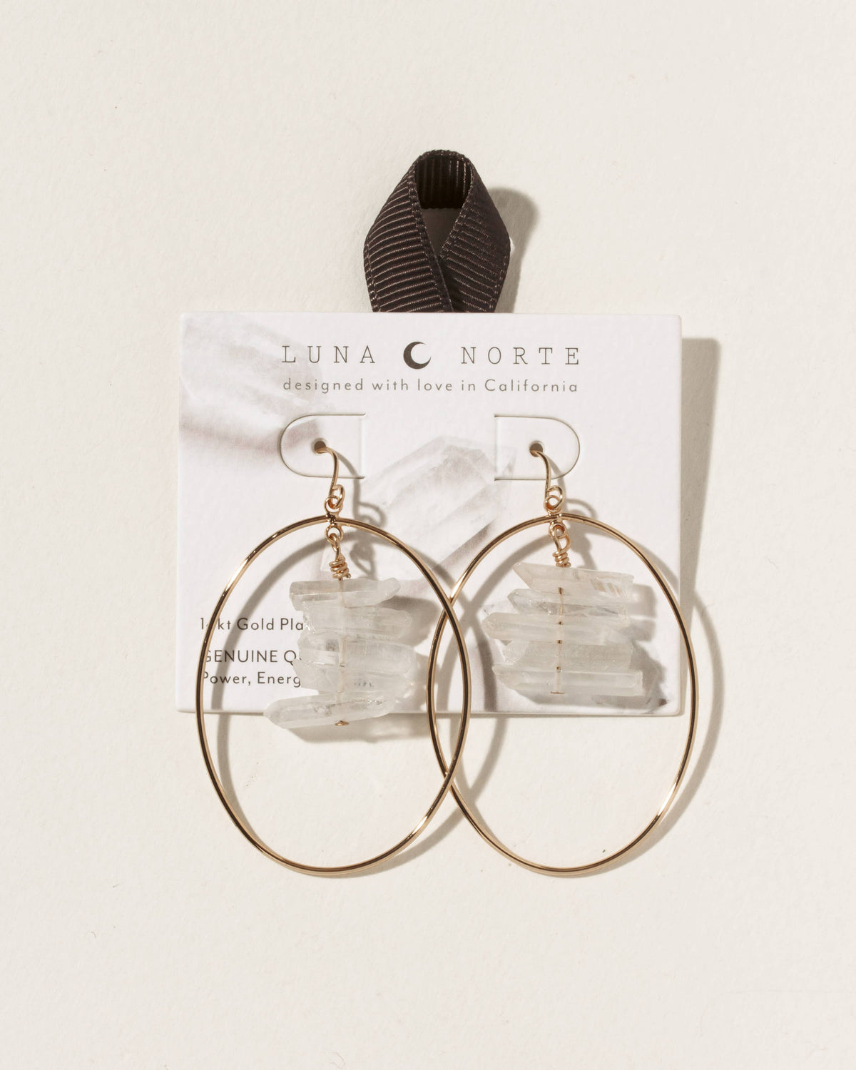 Quartz On Quartz Hoop Earrings - Clear Quartz