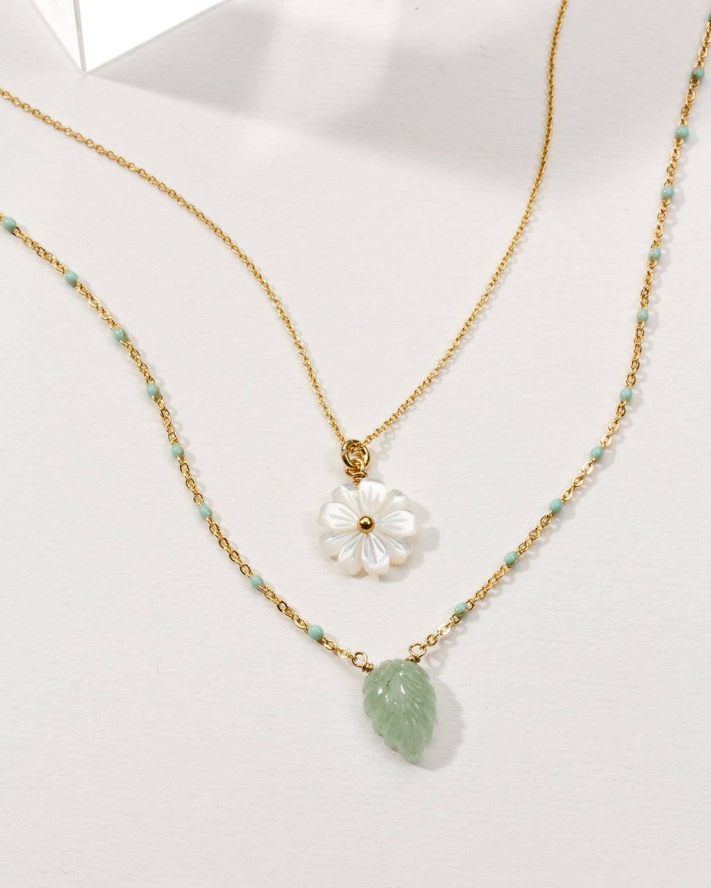 Blooming Layered Necklace Set- Green Aventurine