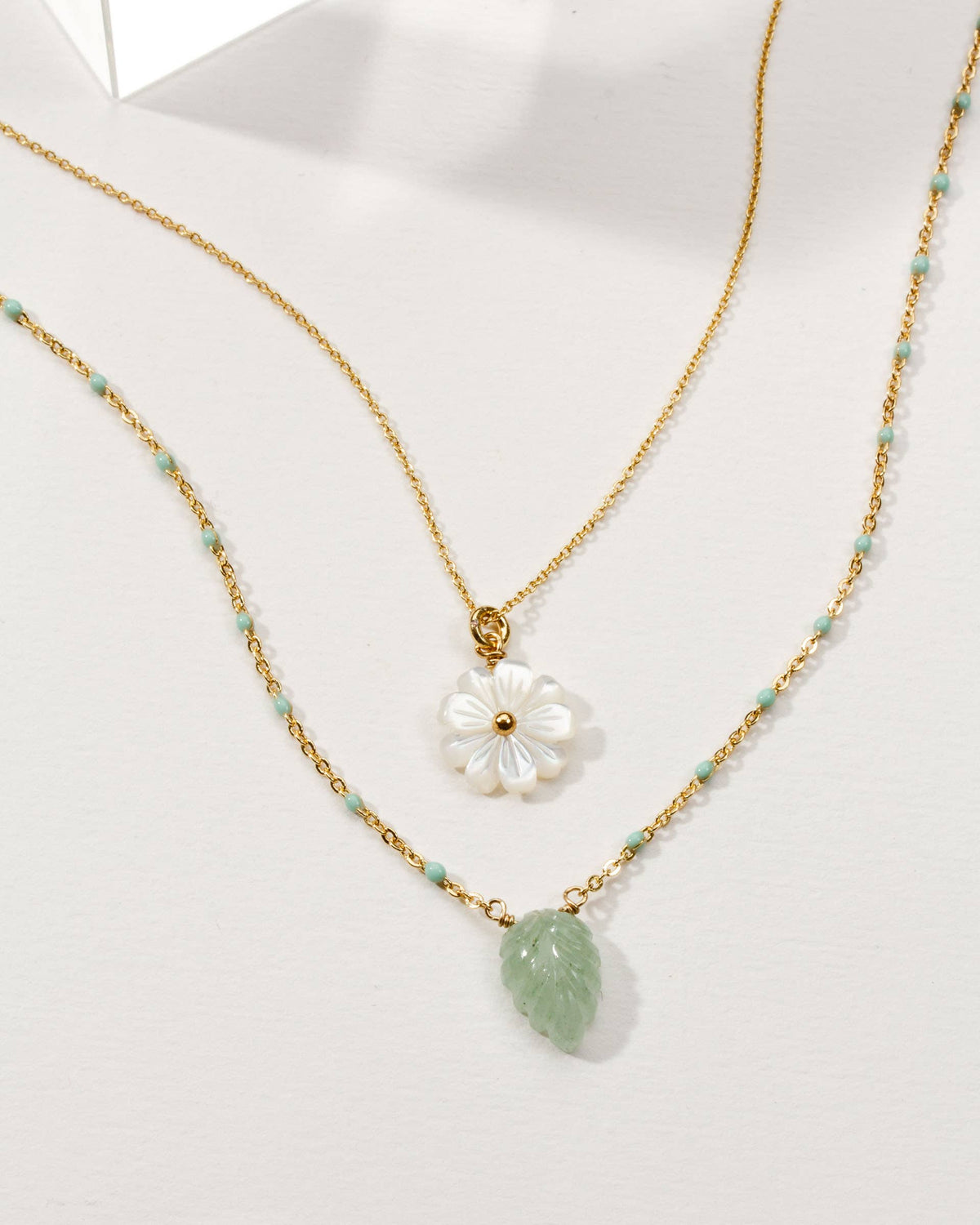 Blooming Layered Necklace Set- Green Aventurine