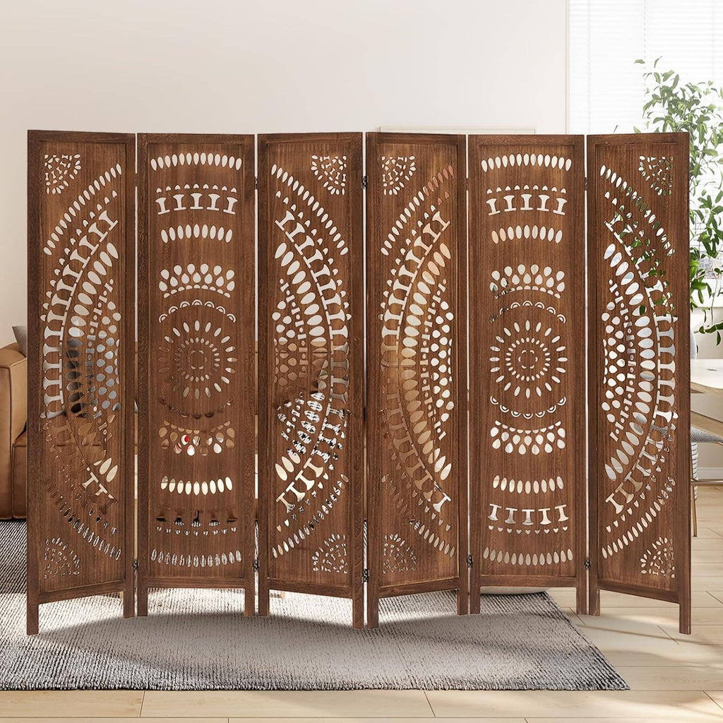6 Panel 6ft Wood Room Divider Folding Partition Screen