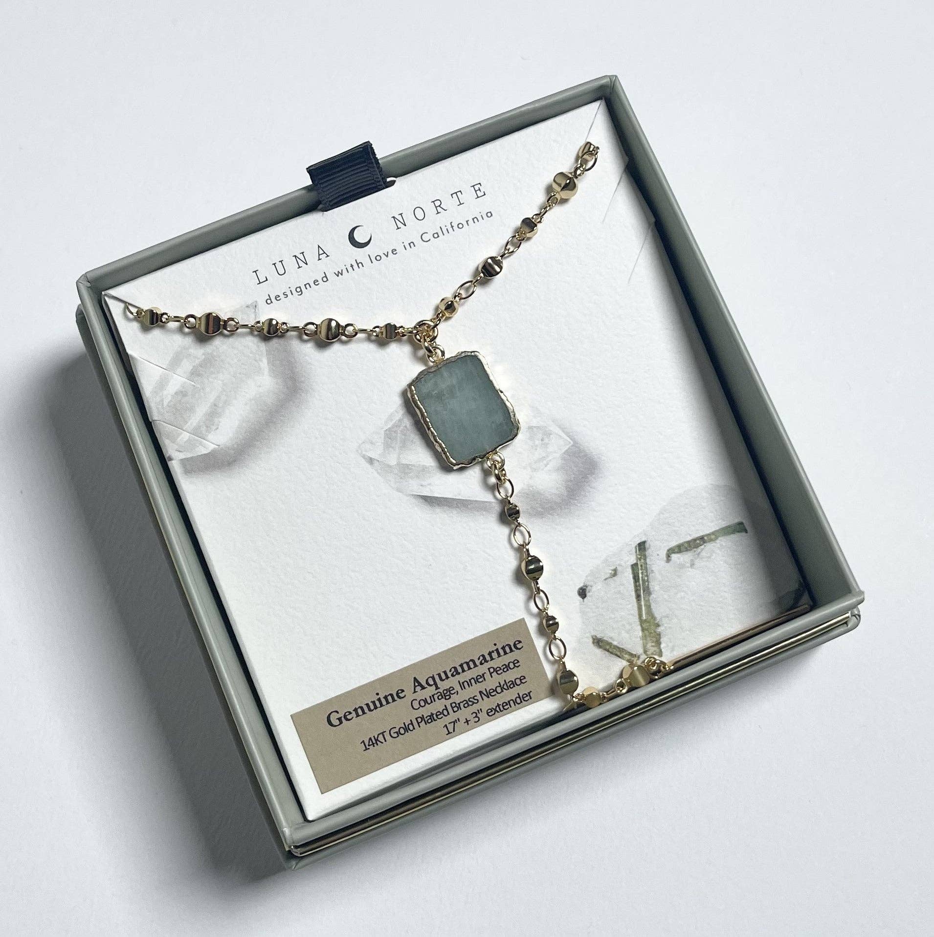 Eterno Amore Gemma Lariat Necklace - Aquamarine